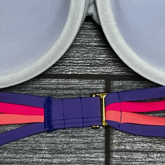 New California Waves Space Dot Bikini Top L Large Juniors Black Multicolor NWOT - Picture 7 of 8